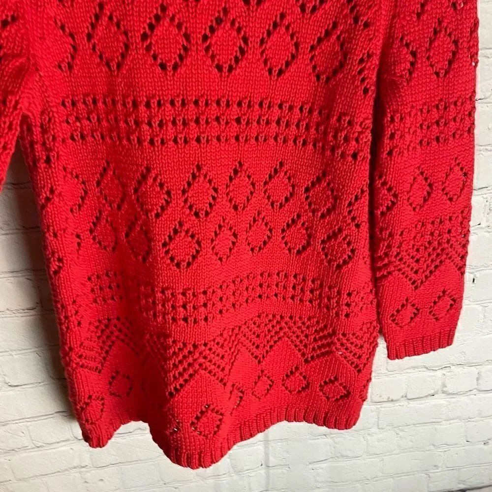Talbots Pointelle Sweater Red Size Medium - Picture 8 of 9